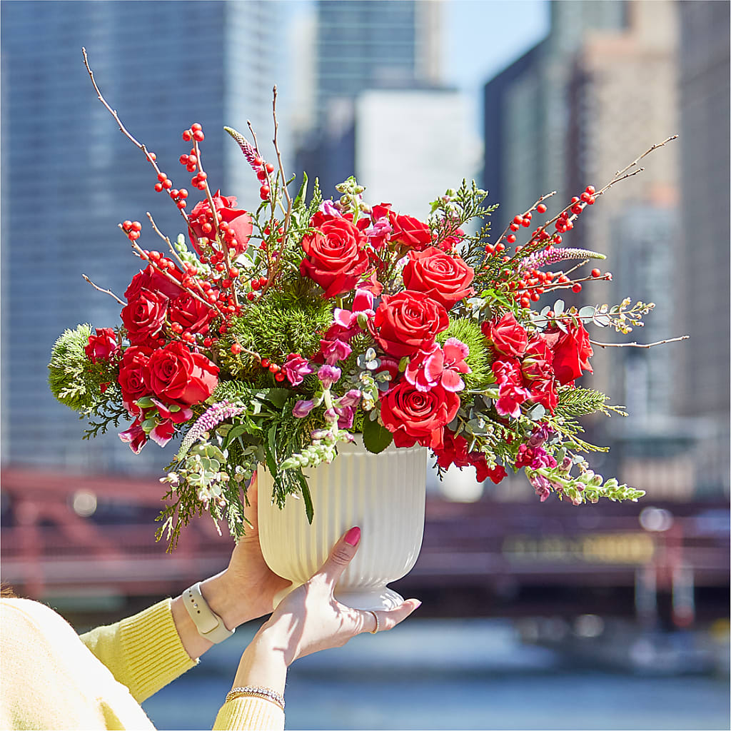 Big Red Bow Bouquet – Double D Flower Shop, Mercedes TX