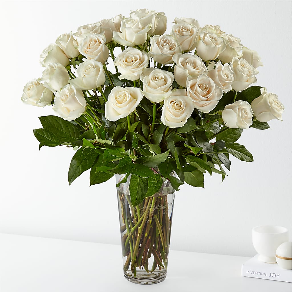 Long Stem White Rose Bouquet – Double D Flower Shop, Mercedes TX