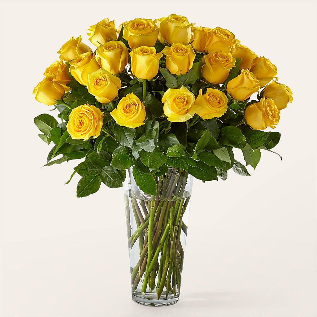 Long Stem Yellow Rose Bouquet – Double D Flower Shop, Mercedes TX