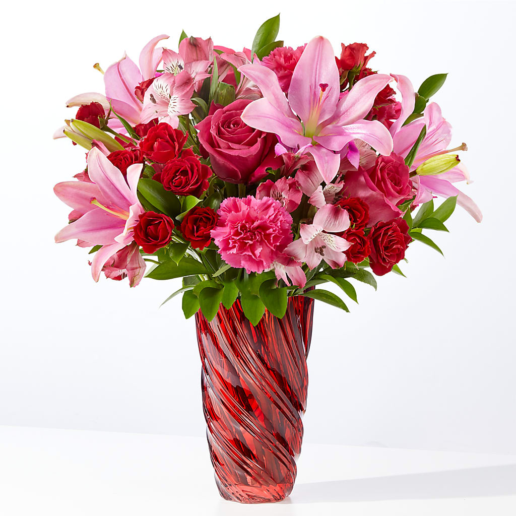 In Love Bouquet with Luxe Swirl Vase – Double D Flower Shop, Mercedes TX