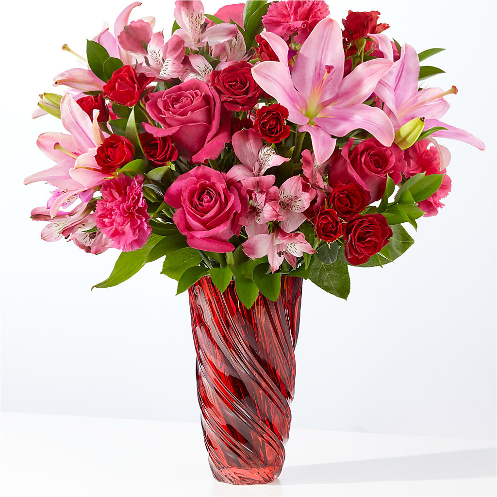 In Love Bouquet with Luxe Swirl Vase – Double D Flower Shop, Mercedes TX