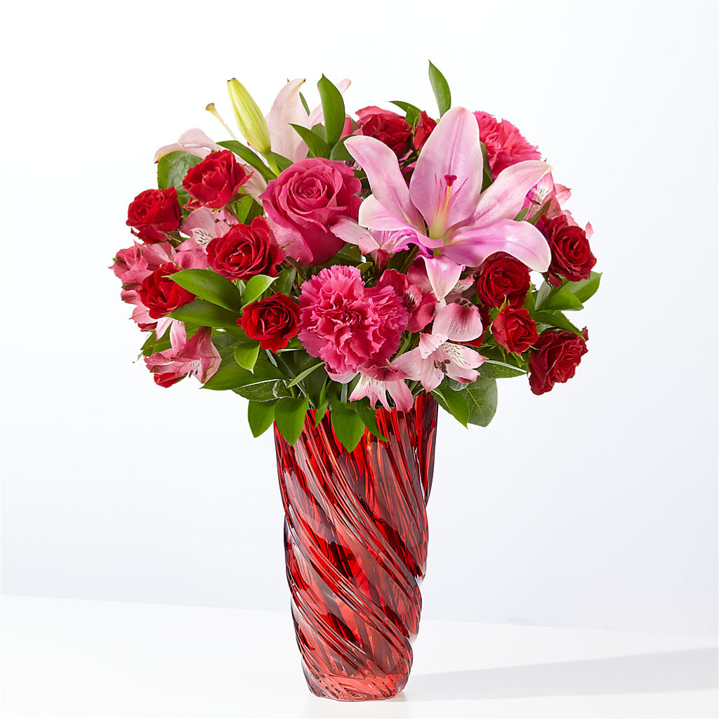 In Love Bouquet with Luxe Swirl Vase – Double D Flower Shop, Mercedes TX