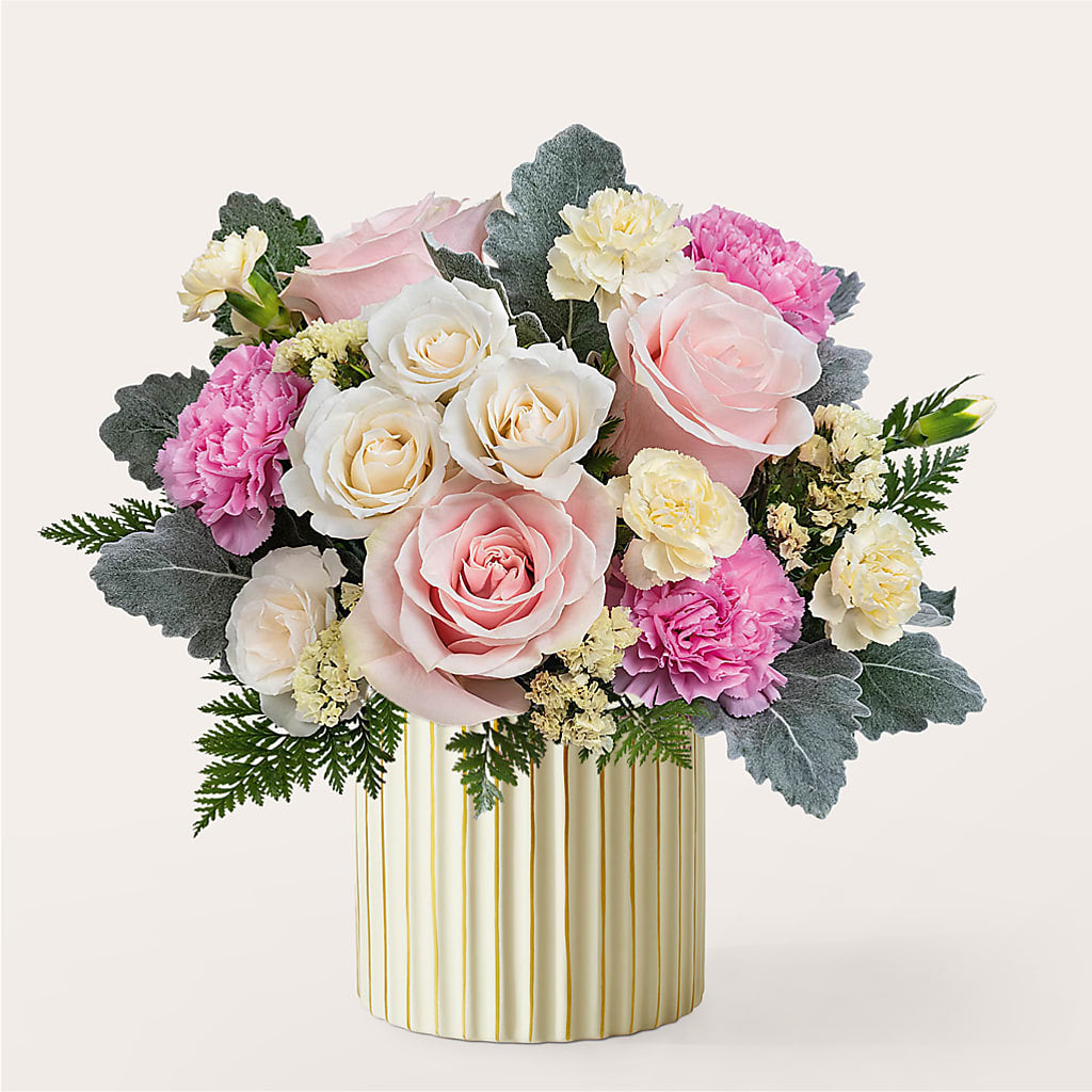 Blissful Moments Bouquet with Ivory Vase – Double D Flower Shop, Mercedes TX