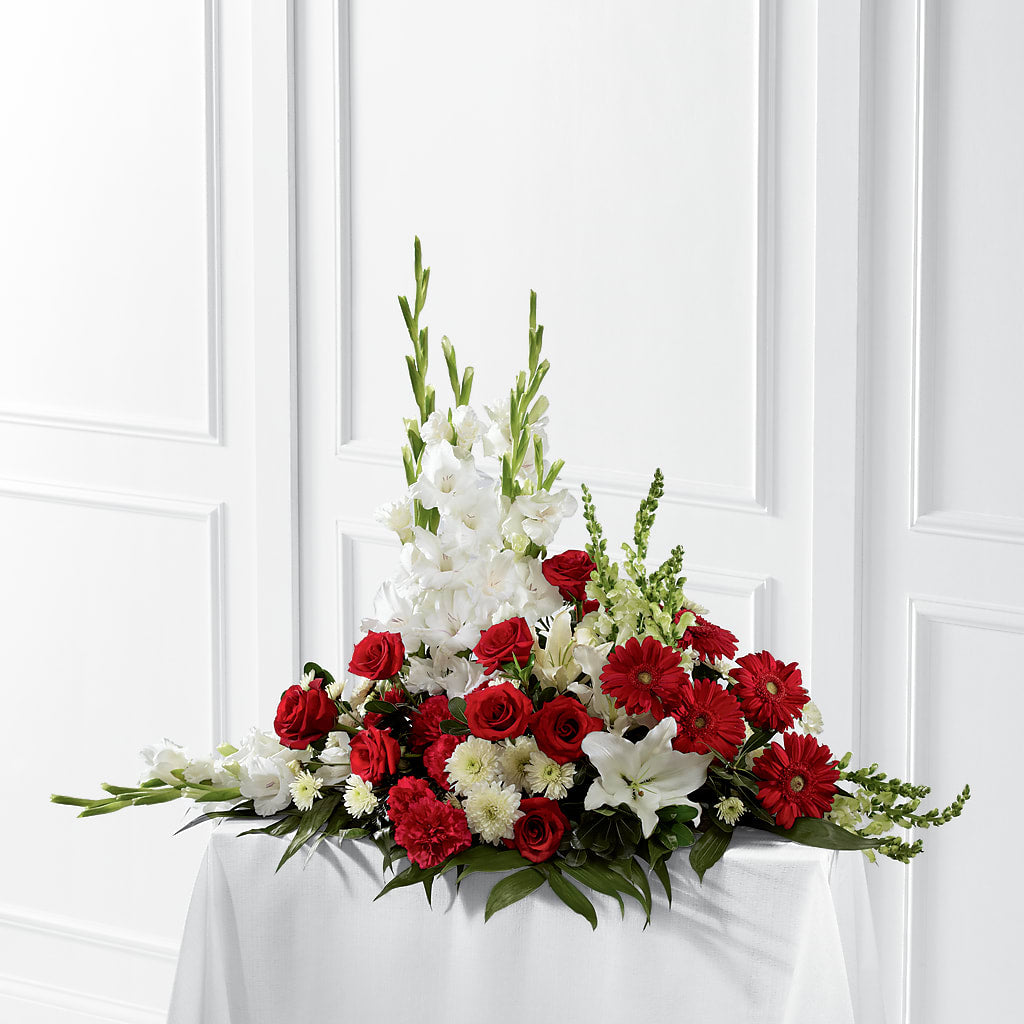 Crimson & White Arrangement – Double D Flower Shop, Mercedes TX
