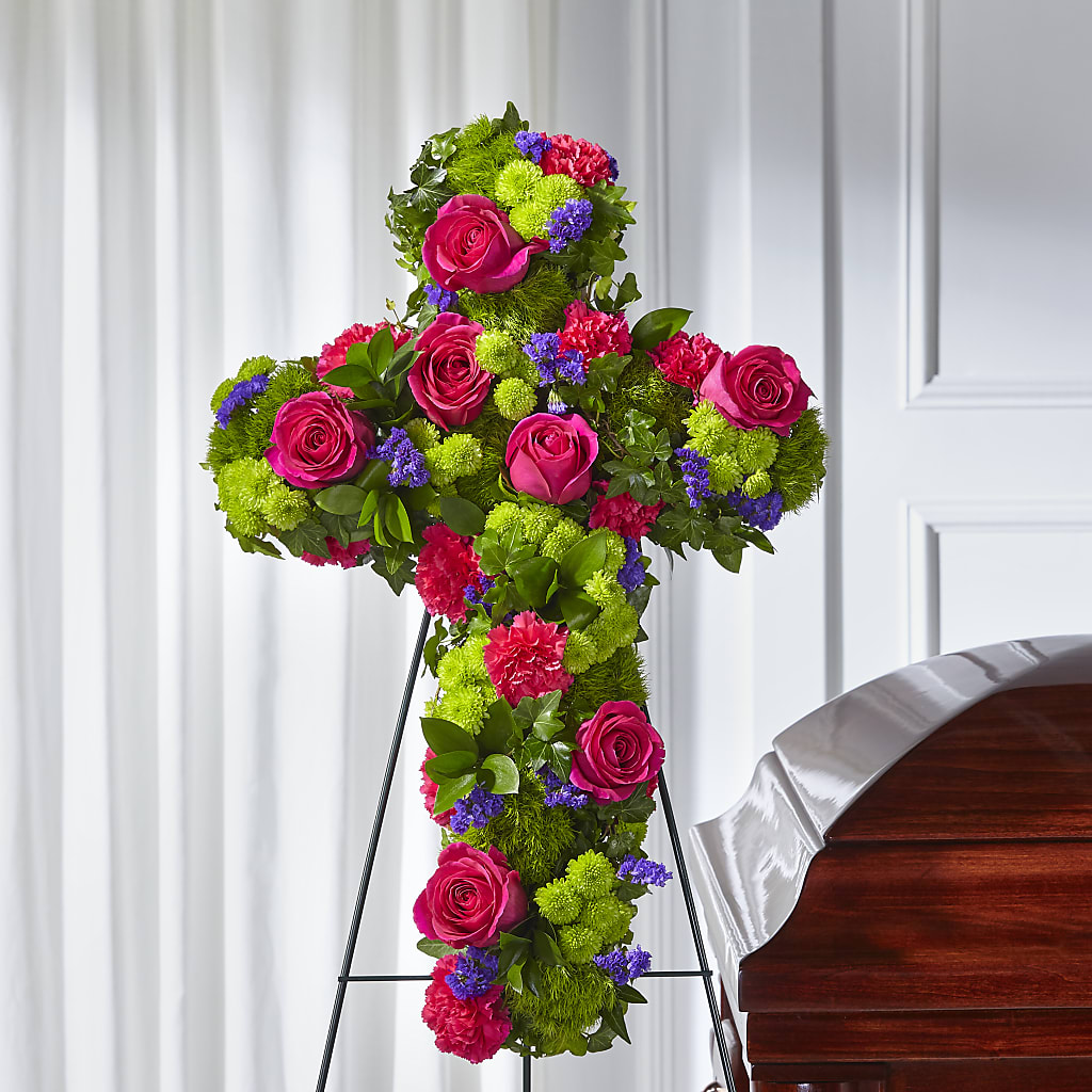 Tribute Rose Floral Cross – Double D Flower Shop, Mercedes TX