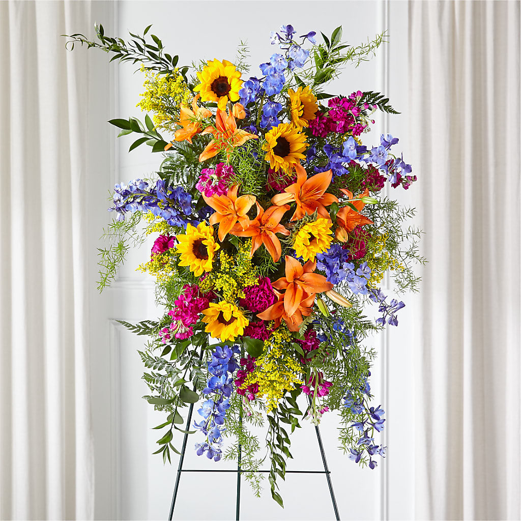 Sunlit Memories Standing Spray (Standard) – Double D Flower Shop, Mercedes TX