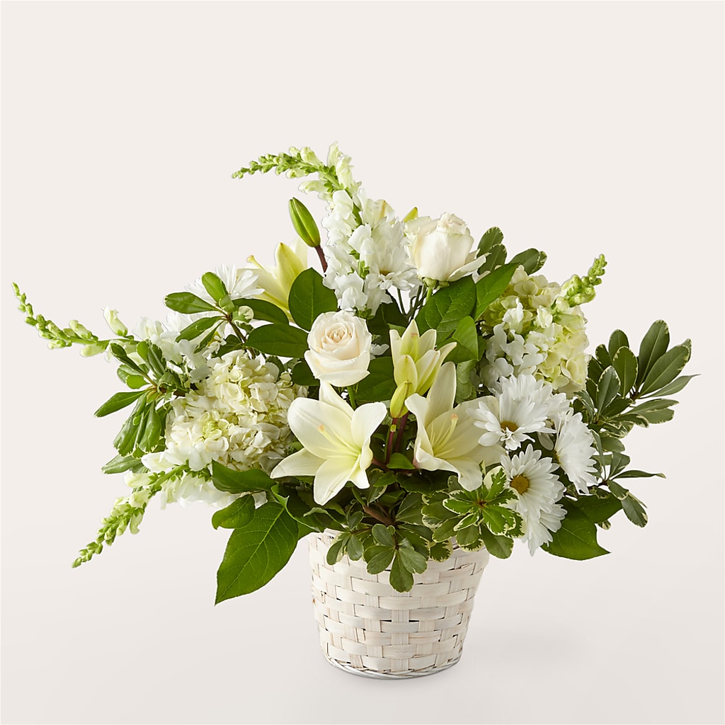 Ivory Elegance Floral Basket – Double D Flower Shop, Mercedes TX