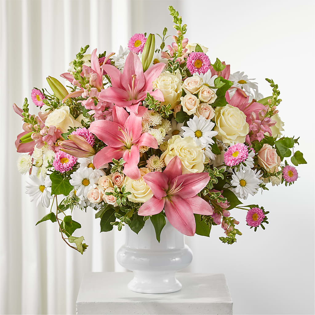 Empathetic Blooms Urn Arrangement – Double D Flower Shop, Mercedes TX