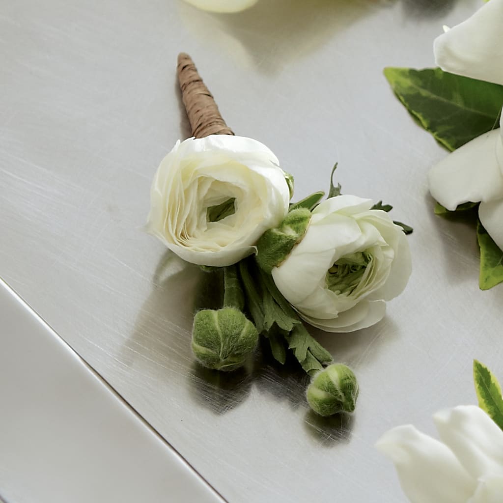 White Ranunculus Boutonniere – Double D Flower Shop, Mercedes TX