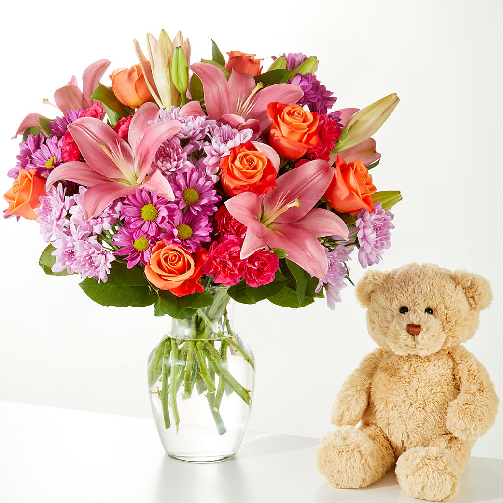 One and Only Bouquet and Bear Bundle –  Double D Flower Shop, Mercedes TX
