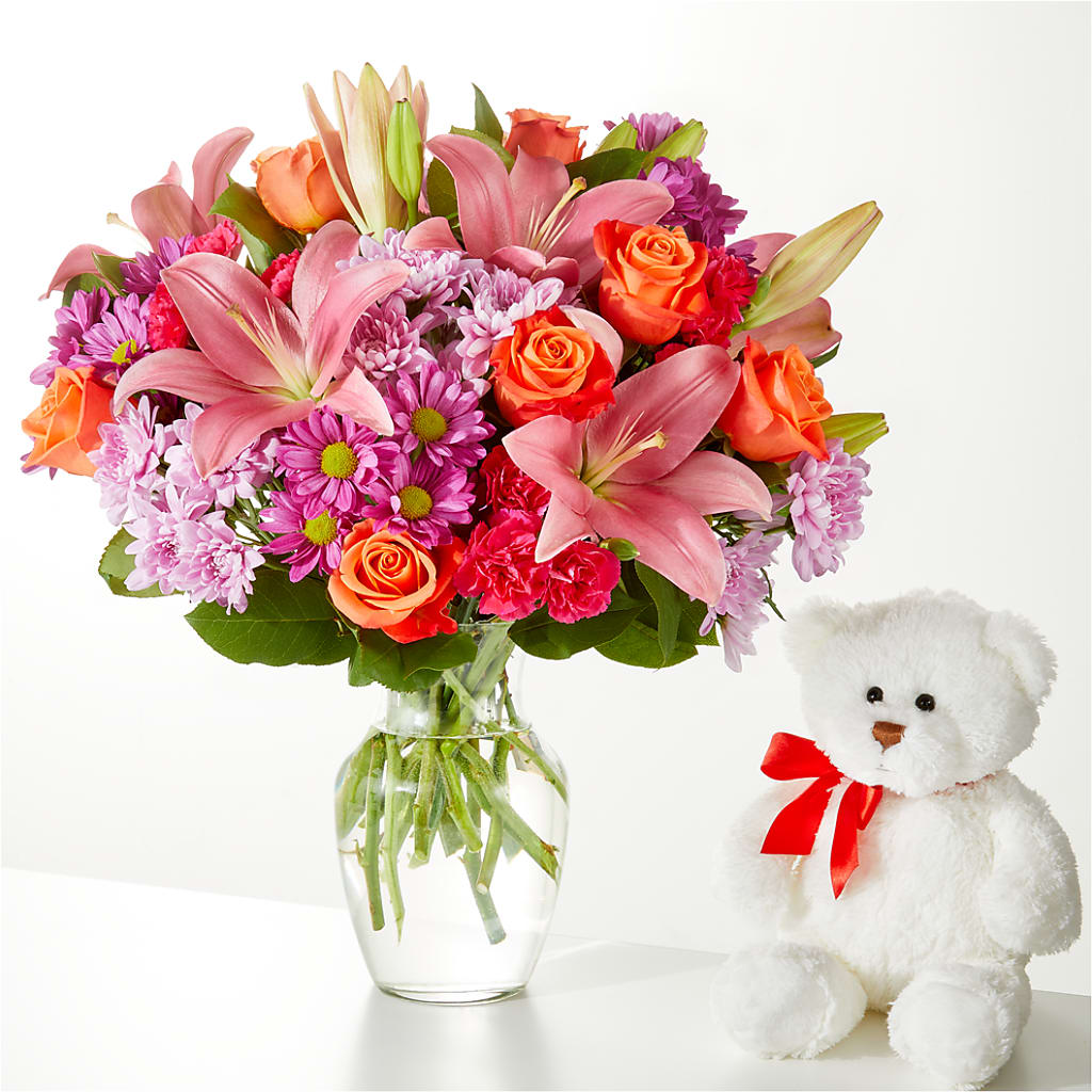 One and Only Bouquet and Bear Bundle –  Double D Flower Shop, Mercedes TX