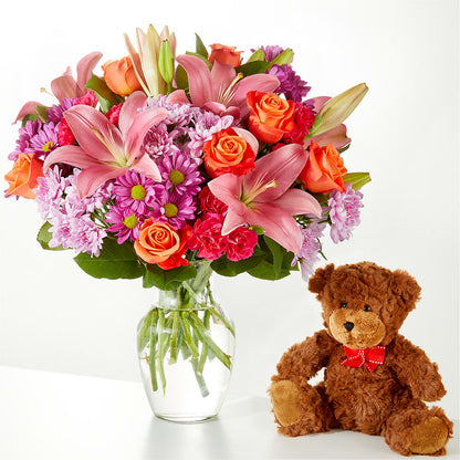 One and Only Bouquet and Bear Bundle –  Double D Flower Shop, Mercedes TX
