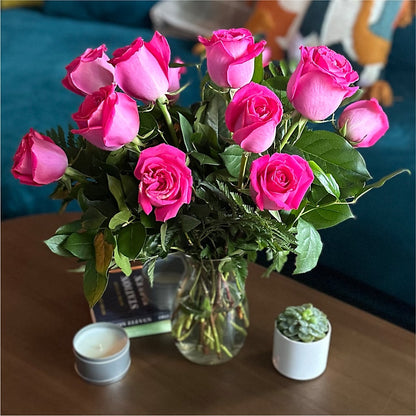 Long Stem Pink Rose Bouquet –  Double D Flower Shop, Mercedes TX