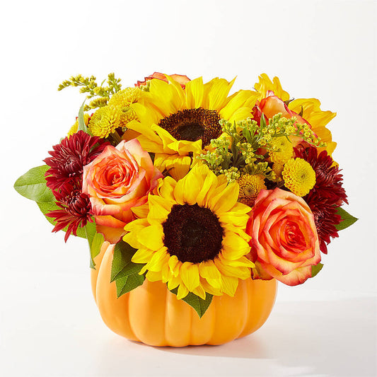 Golden Gourd Pumpkin Bouquet –  Double D Flower Shop, Mercedes TX