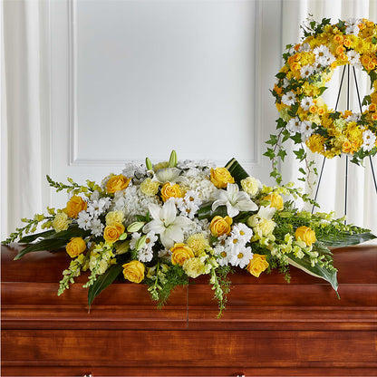 Golden Harmony Casket Spray –  Double D Flower Shop, Mercedes TX