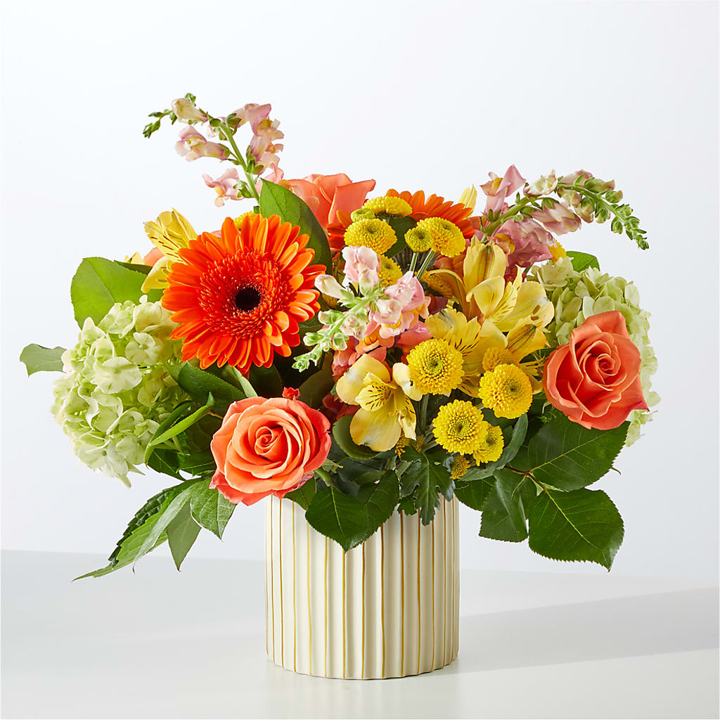 Autumn Sunshine Bouquet with Ivory Vase –  Double D Flower Shop, Mercedes TX