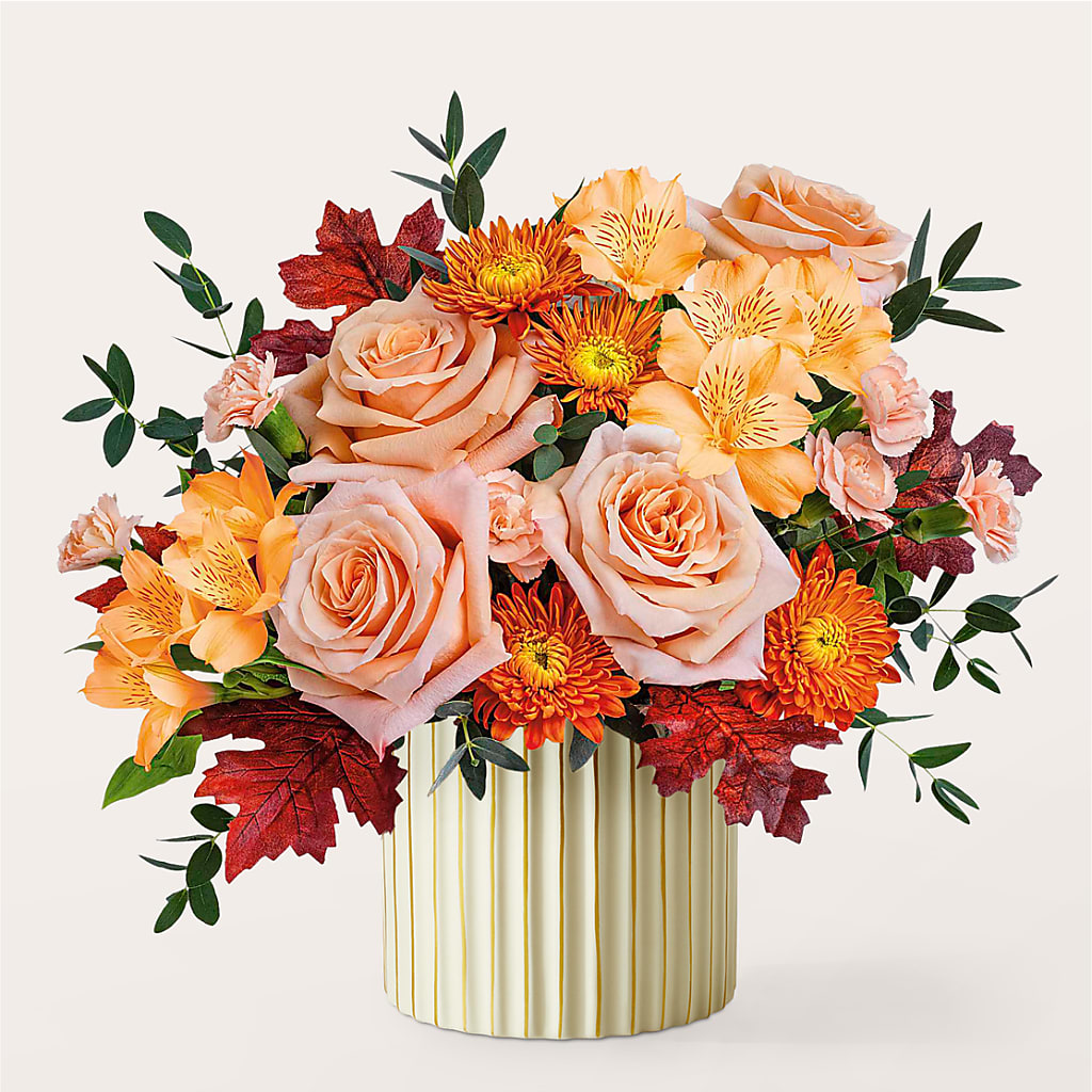 Spiced Latte Bouquet with Ivory Vase –  Double D Flower Shop, Mercedes TX
