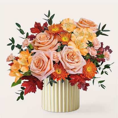 Spiced Latte Bouquet with Ivory Vase –  Double D Flower Shop, Mercedes TX