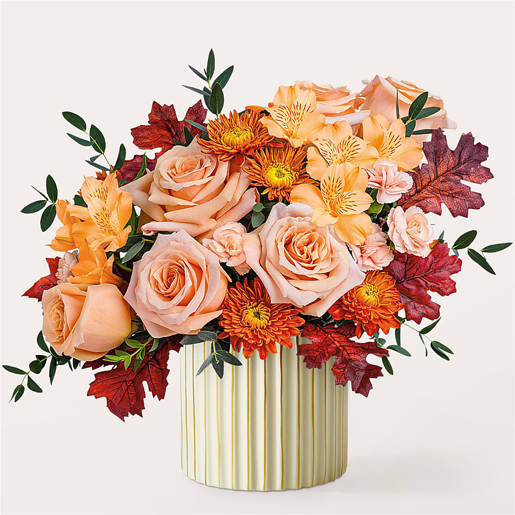 Spiced Latte Bouquet with Ivory Vase –  Double D Flower Shop, Mercedes TX