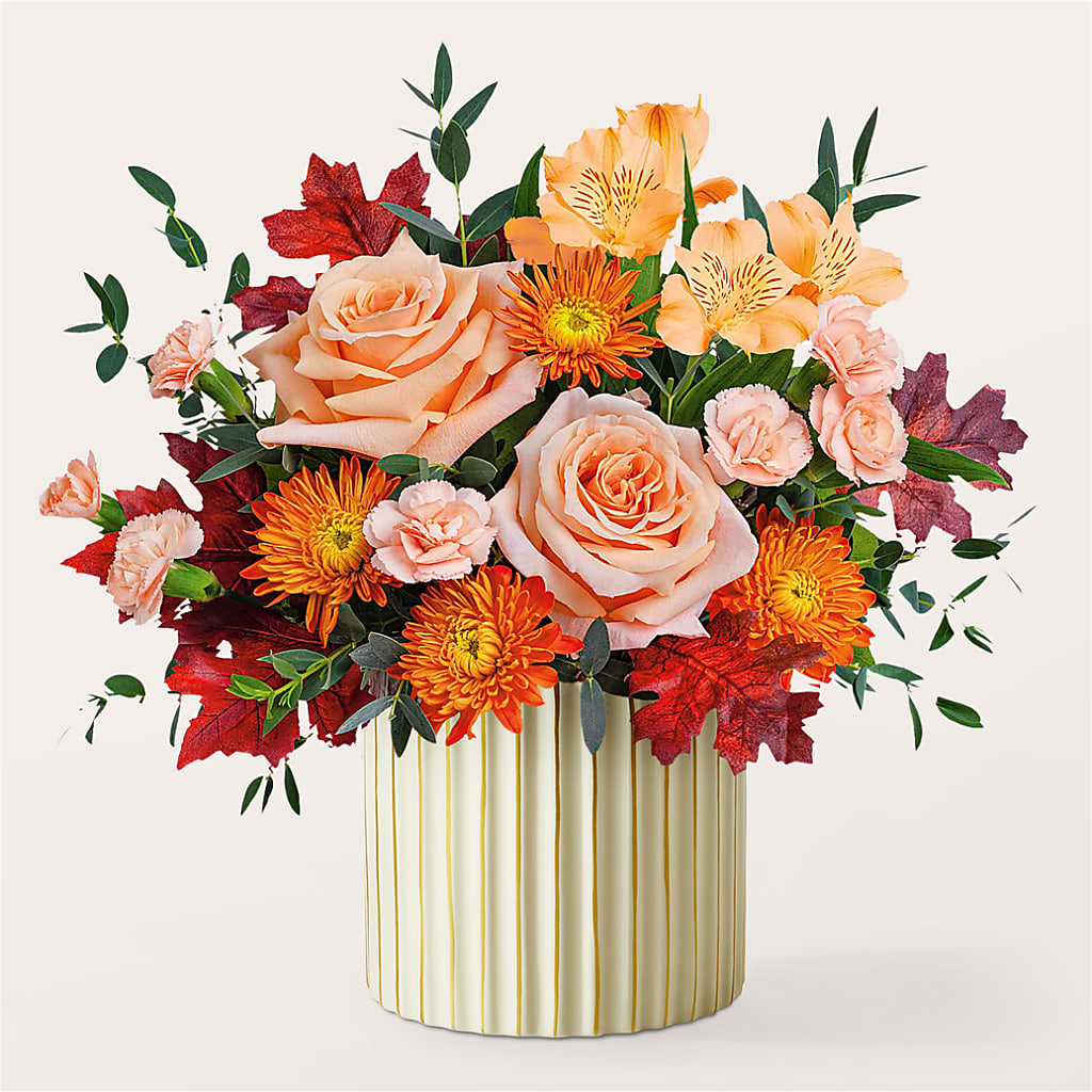 Spiced Latte Bouquet with Ivory Vase –  Double D Flower Shop, Mercedes TX