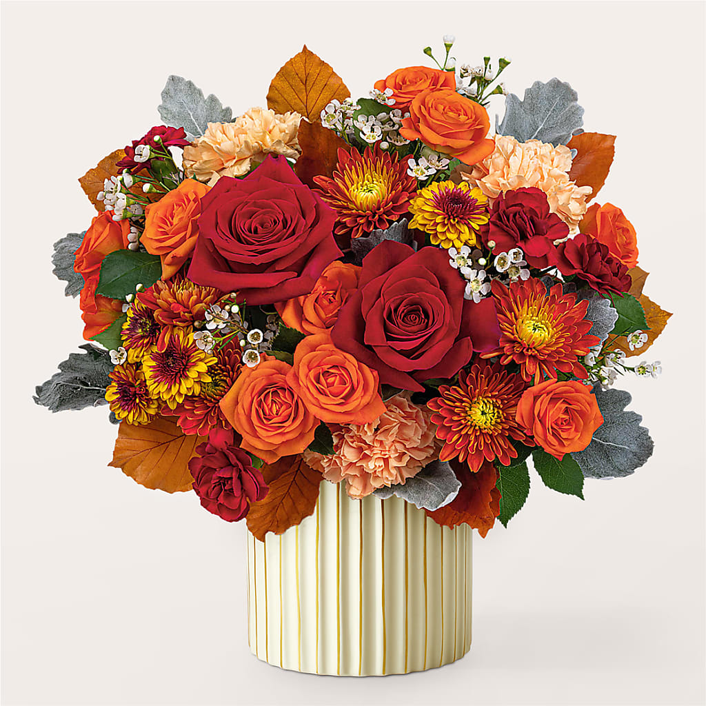 Merlot Bouquet with Ivory Vase –  Double D Flower Shop, Mercedes TX