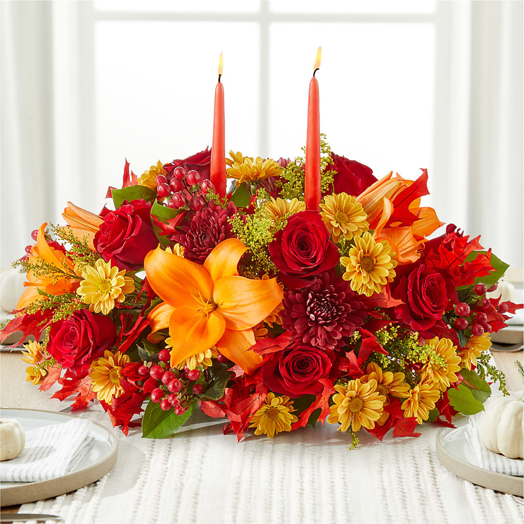 Autumn's Embrace Centerpiece –  Double D Flower Shop, Mercedes TX