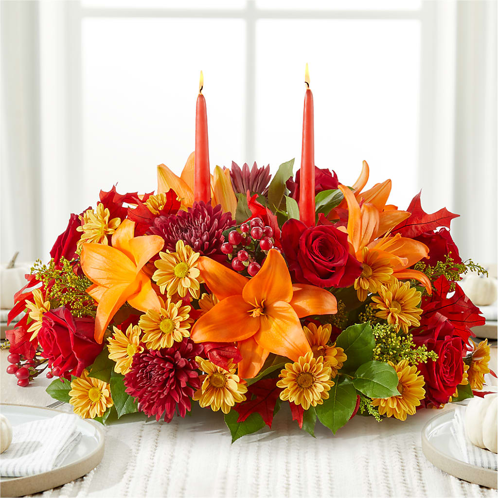 Autumn's Embrace Centerpiece –  Double D Flower Shop, Mercedes TX
