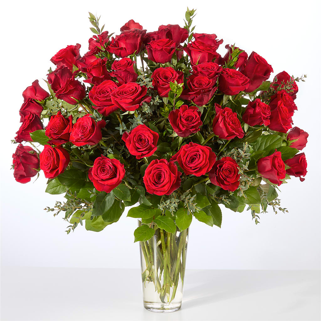 Forever Yours Fifty Stem Red Rose Bouquet –  Double D Flower Shop, Mercedes TX